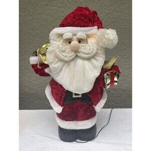VTG Holiday Seasons Fiber Optic Santa 22” Toy Bag Lights Up Multi Color Tested